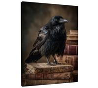 Tela artistica da parete con corvo nero, opera d'arte con uccelli scuri, decorazione gotica per la casa per soggiorno, camera da letto, ufficio, misteriosa estetica 30,5 x 40,6 cm