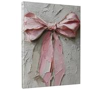Tela artistica da parete con fiocco di pesca, elegante opera d'arte con nastro, decorazione estetica per la casa primaverile per soggiorno, camera da letto, regalo, design testurizzato, 30,5 x 40,6 cm
