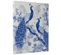 Tela artistica da parete con pavone blu, stampa floreale con uccellini, decorazione per la casa primaverile per soggiorno, camera da letto, bagno, arte estetica da parete, 40,6 x 50,8 cm