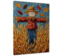 Tela artistica da parete con spaventapasseri autunnali, decorazione rustica per il raccolto, colore arancione e giallo, estetica per la casa a tema autunnale, per soggiorno, camera da letto, cucina