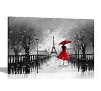 Tela artistica da parete in bianco e nero con calma della pioggia a Parigi, per soggiorno, con cornice astratta da appendere in camera da letto e corridoio, 101 x 76 cm