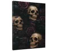 Tela artistica da parete in stile gotico floreale, con stampe di rose scure e teschi, decorazione per Halloween e autunno, estetica vintage per la casa, per soggiorno, camera da letto, bagno