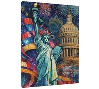 Tela artistica da parete patriottica, statua rossa e blu, decorazione per la casa per soggiorno, camera da letto, ufficio, 20 x 30 cm