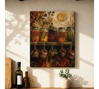 Tela artistica da parete per cucina, stile rustico, vintage, con frutta, erbe autunnali, poster da appendere alla parete, stampe artistiche per casa, ristorante, sala da pranzo, cubicolo, 40,6 x 50,8