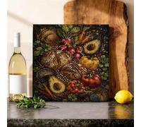 Tela artistica da parete per cucina, stile rustico, vintage, con pane, erbe aromatiche, decorazione da appendere alla parete, per casa, sala da pranzo, camera da letto, soggiorno, ristorante, 30,5 x