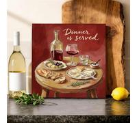 Tela artistica da parete per cucina, stile rustico, vintage, formaggio, pane, cena, opera d'arte rossa, da appendere alla parete, per camera da letto, soggiorno, sala da pranzo, ristorante, 30,5 x