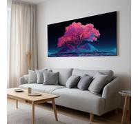 Tela artistica da parete per soggiorno, decorazione da sogno, isola di alberi al neon, stampe su tela, moderna opera d'arte pop per camera da letto, ufficio, casa, bagno, decorazione 150 x 100 cm