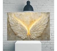 Tela artistica da parete rustica vintage con ali d'angelo bianche incandescenti, 30,5 x 45,7 cm, senza cornice, idea regalo per casa e ufficio, decorazione per soggiorno, camera da letto, cucina e bar