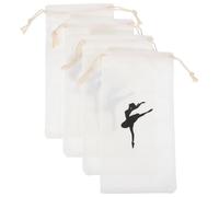 Tela Borsa per Scarpette da Danza Coulisse 4 Pezzi | Organizzatore per Punte e Accessori, Separa le Calzature, per Viaggio e Valigia, Beige Motivo Ballerina