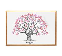 Tela con motivo albero delle impronte digitali, libro degli ospiti creativo per matrimoni, registro personalizzato, tela con impronte digitali, ideale per matrimoni, anniversari, feste di compleanno