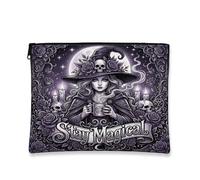 Tela da strega con cerniera, gotico mistico teschio rose viola viola portatile con cerniera piccola borsa per la cura della pelle per viaggi, toeletta, bagno e borsa organizer 17,8 x 22,9 cm