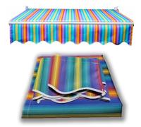Tela di ricambio per esterni, 3 x 2,4 m, impermeabile, a righe, per terrazza, balcone, tenda parasole, materiale ideale per la protezione del patio (4,6 x 1,5 m)