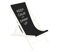 Tela di ricambio per sedia a sdraio 131x44 cm, per giardino, terrazza e piscina intercambiabile in tessuto 100% poliestere per sedia a sdraio pieghevole in legno, motivo Black Keep Calm [119]