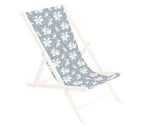 Tela di ricambio per sedia a sdraio 131x44 cm, per giardino, terrazza e piscina intercambiabile in tessuto 100% poliestere per sedia a sdraio pieghevole in legno, motivo Gigli blu e bianchi [119]