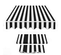 Tela di Ricambio per Tenda da Sole da Balcone, Tessuto per Tende da Sole Copertura di Ricambio per Tendone Parasole, Resistente Al Sole per Esterno Giardino Terrazze(Nero bianco,400cmWx400cmL)