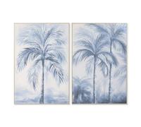 Tela Home ESPRIT Azzurro Bianco Palme Tropicale 82,5 x 3,5 x 122,5 cm [2 Unit