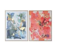 Tela Home ESPRIT Azzurro Rosa polistirene Tela Astratto Moderno 94 x 4 x 123,
