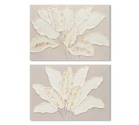 Tela Home ESPRIT Bianco Beige Fogli Cottage 90 x 3 x 60 cm [2 Unità]