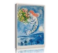 Tela incorniciata Giclee Print Art Le Sunshine Flowers di Marc Chagall Wall Art Soggiorno Home Office Decorazioni Pronto da appendere 75x50cm Quadro interno