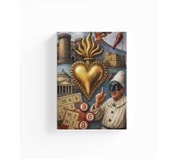 Tela Napoli 30x40 - Dipinto, San Gennaro e PULCINELLA | Quadro Celebrativo 4° Scudetto | Idea Regalo Tifoso Napoli Calcio | Arredo Casa | Fede, Arte e Passione Napoletana