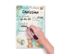 Tela Nascita Bimbo | Quadretto per Nascita con dati Neonato da compilare | Regalo bambino in Tela | Regalo da personalizzare