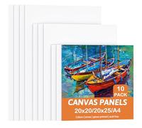 Tela per Dipingere, Set di 10 Tele da Dipingere, 20x20cm, 20x25cm, A4 (21x29,7cm), Cotone Telo Bianco per Olio ed Acrilico