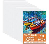 Tela per Dipingere, Set di 10 Tele da Dipingere, 21 x 29,7 cm (A4), Cotone Telo Bianco per Olio ed Acrilico