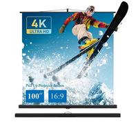 Tela per proiettore con supporto, schermo da 100 pollici, 16:9, Proiezione portatile, Proiezione a distanza ultra corta, design compatto, ideale per home theater, film interni ed esterni.