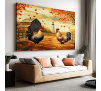 Tela Pittura 100x50cm senza cornice Poster Cottage Stile Autunno Acero Gallo opera d'arte Parete Foto per la Casa Soggiorno Camera Cucina Pittura su Tela Orizzontale Quadro Decor