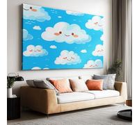 Tela Pittura 70x50cm senza cornice Poster Cartoon Nuvola Sorriso opera d'arte Parete Foto per la Casa Soggiorno Camera Cucina Pittura su Tela Orizzontale Quadro Decor