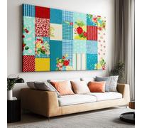 Tela Pittura 70x50cm senza cornice Poster Vintage Floreale Strisce Patchwork opera d'arte Parete Foto per la Casa Soggiorno Camera Cucina Pittura su Tela Orizzontale Quadro Decor