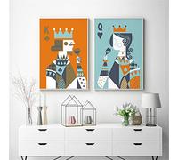Tela Pittura Moderna Astratta Poker Re Regina Coppia Amore Poster Stampa A4 Matrimonio Wall Art Picture Hippie Home Decor 50x70cmx2 Senza cornice