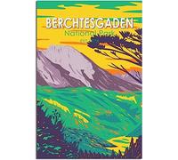 Tela Poster Berchtesgaden National Park Vintage Viaggio Poster Retro Wall Art Art Print Camera Decorazione Casa Decorazione Non incorniciato 60x90cm