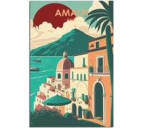 Tela Poster Italy Amalfi Vintage Viaggio Poster Retro Wall Art Art Print Camera Decorazione Casa Decorazione Non incorniciato 30x45cm