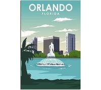 Tela Poster Lake Eola Park Florida Orlando Vintage Viaggio Poster Retro Wall Art Art Print Camera Decorazione Casa Decorazione Non incorniciato 30x45cm