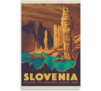 Tela Poster Slovenia Cross Cave Vintage Viaggio Poster Retro Wall Art Art Print Camera Decorazione Casa Decorazione Non incorniciato 60x90cm