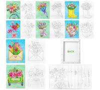 Tela pre-disegnata tesa per pittura 8x10 pollici, confezione da 8 tele pre-stampate per artisti, tavole per dipingere ad acrilico, olio e media, materiali artistici per hobbisti (Fiori di primavera)