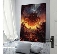 Tela raffigurante l'invasione di Cthulhu per cameretta dei bambini o delle ragazze, 40 x 60 cm