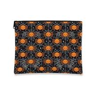 Tela ragno con cerniera, fantasioso sorriso giocoso web sorridente Halloween tela nera con cerniera borsa per il trucco da viaggio per viaggi, bagno, vanità, borsa portaoggetti e regali, nero, 7x9
