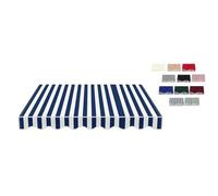 Tela Repuesto para Toldo Retráctil da Giardino | Impermeable, Borde Ondulado, para Terraza Jardín, Protección Solar(Blue White,20x6.5ft(600x200cm))