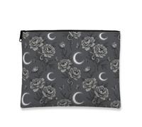 Tela rosa con cerniera, gotico elegante luna crescente farfalla nessuno grigio portatile con cerniera piccola borsa per la cura della pelle per viaggi, vanità, bagno e borsa organizer, Grigio, 7x9