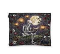 Tela scheletro con cerniera, fantasiosa lanterna gotica luna Halloween viola portatile con cerniera piccola borsa per la cura della pelle per viaggi, vanità, bagno e borsa organizer, Viola, 7x9 Inch