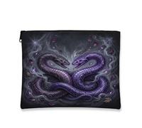 Tela serpente con cerniera, gotica mistica foglia viola viola portatile con cerniera piccola borsa per la cura della pelle per viaggi, bagno, organizer per cosmetici e borsa, Viola, 7x9 Inch, gotico