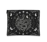Tela serpente con cerniera, mistica bohemien farfalla luna nessuno nero portatile con cerniera piccola borsa da toilette per viaggi, bagno, vanità, borsa e regali, nero, 7x9 Inch, Mistico