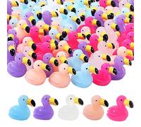 TELAIN 50 mini resina fenicottero anatre, animali in resina multicolore, piccoli fenicotteri per case delle bambole, giardini delle fiabe, mini paesaggi, torte, decorazioni per acquario, decorazioni