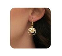 TELAIN Orecchini da donna, in argento 925, con placcatura in oro 14 carati, leggeri ed eleganti, perfetti per ogni occasione o come regalo, gold, L