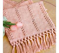 TELAIN Rosa Tischläufer, 72 Zoll lang, Boho-Macramé-Tischläufer per l'estate, Decorazione stanza rosa, Tovaglia da tavolo con frange per sala da pranzo e camera da letto, rustico, Festa nuziale