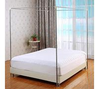 Telaio a baldacchino in acciaio inox per letto matrimoniale, supporto in metallo e legno per decorazione camera da letto, ideale per letti di dimensioni standard, include zanzariera per il massimo