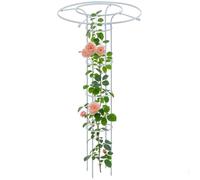 Telaio a torre per piante rampicanti in metallo bianco, per interni ed esterni, facile da montare, obelisco da giardino per viti, fiori e verdure, altezza 145 cm, per prato e cortile