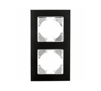 Telaio da incasso in alluminio nero, design orizzontale, per 2 elementi. Ideale per un'installazione elegante e funzionale negli spazi. *